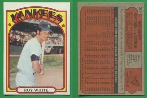 1972 Topps Baseball Roy White Card No. 340