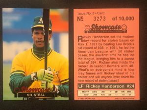 Rickey Henderson 1991 Showcase Baseball Cards #2 2-Pack