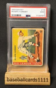 1933 Goudey Rogers Hornsby Card #119 PSA 2