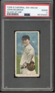 1909 T206 John McGraw Baseball Card Glove on Hip