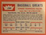 1960 Fleer Eddie Collins #20 Baseball Card