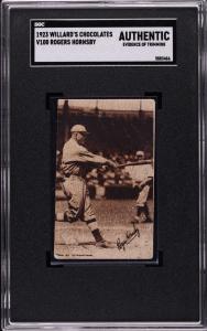 1923 Rogers Hornsby Willard's Chocolates V100 Card