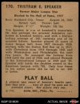 1940 Play Ball Tris Speaker Indians HOF Card