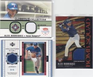 Alex Rodriguez 3 Game Used Jersey Cards Lot