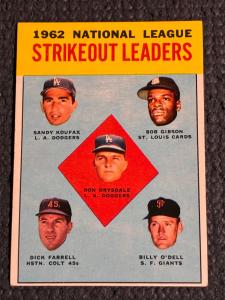 1963 Topps N.L. Strikeout Leaders #9 Card