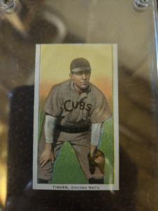 1909 T206 Joe Tinker Hands on Knees Card