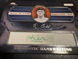 Ty Cobb Handwritten Word "Her" Autograph Card