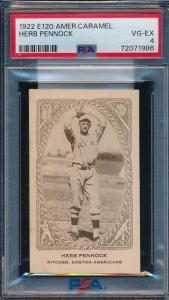 1922 E120 Herb Pennock Rookie Card Red Sox Yankees