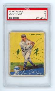 1934 Goudey Jimmy Foxx #1 Baseball Card