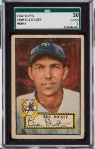 1952 Topps Bill Dickey Card #400 SGC 2