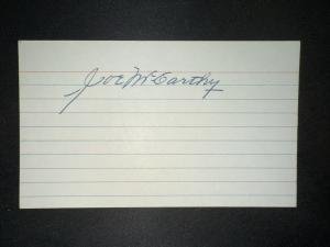 Joe McCarthy Signed Yankees 3x5 Card