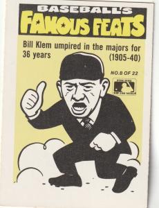 1986 Fleer Bill Klem Brewers Logo Stickers