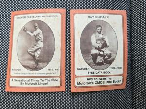 1976 Motorola Baseball Cards Ray Schalk and Grover Alexander