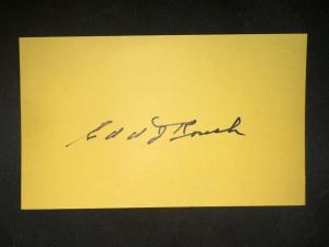 Edd Roush Signed 3x5 Reds HOF Card