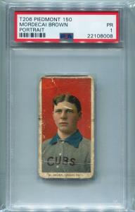 1909-11 T206 Piedmont Mordecai Brown Portrait PSA 1