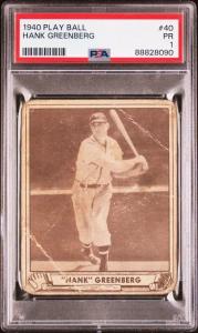 Hank Greenberg 1940 Play Ball PSA 1 Card