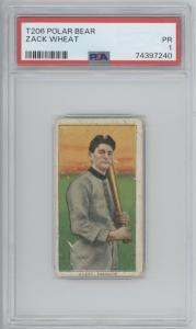 Zack Wheat T206 Polar Bear HOF Baseball Card