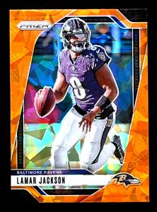 Lamar Jackson 2024 Panini Prizm Orange Cracked Ice