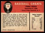 1961 Fleer Frankie Frisch Pirates Baseball Card