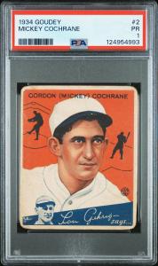 Mickey Cochrane 1934 Goudey PSA 1 Card