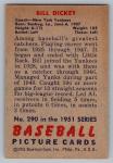 1951 Bowman Bill Dickey Yankees Card #290