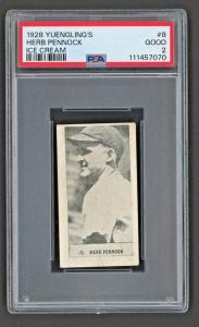 1928 Yuengling's #8 Herb Pennock Ice Cream Card