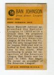 1963 Bazooka Ban Johnson All-Time Greats Card