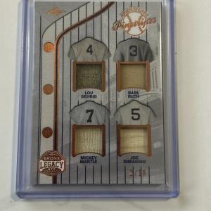 Lou Gehrig Babe Ruth Mickey Mantle Quad Relic