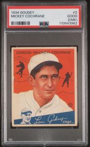 1934 Goudey Mickey Cochrane Baseball Card PSA 2