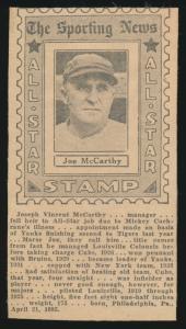 1936 Joe McCarthy Yankees Sport Stamp Card