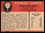 1961 Fleer Baseball Lefty Grove Boston Red Sox Card
