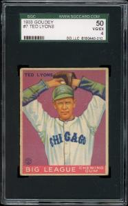 1933 Goudey Ted Lyons Baseball Card #7