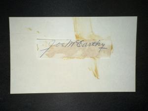 Joe McCarthy Autographed 3x5 Cut Yankees HOF