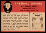 Max Carey 1961 Fleer Baseball Card #12