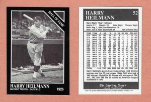 1991 Conlon Collection Harry Heilmann Tigers Card