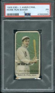 1909 American Caramel E90-1 Home Run Baker Card