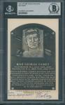 Max Carey Autographed HOF Plaque Postcard
