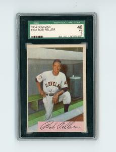 1954 Bowman Bob Feller #132 Cleveland Indians Card