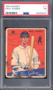 1934 Goudey Paul Waner Baseball Card HOF