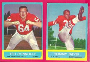1963 Topps Football Tommy Davis & Ted Connolly Cards