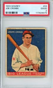 1933 Goudey Joe Cronin Baseball Card #63
