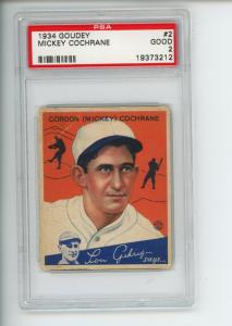 1934 Goudey Mickey Cochrane #2 Detroit Tigers Card