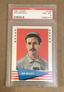 1961 Fleer Kid Nichols HOF Card PSA 8