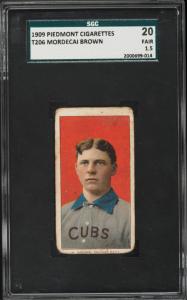 1909 Piedmont T206 Mordecai Brown Cubs Card