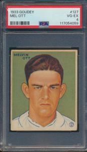 1933 Goudey Baseball Mel Ott Card #127