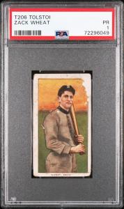 1909 T206 Zack Wheat Tolstoi Baseball Card