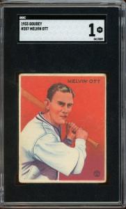 1933 Goudey Mel Ott Baseball Card #207
