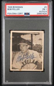 1948 Bowman Bob Feller Signed Baseball Card #5