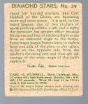 1934-36 National Chicle Diamond Stars Carl Hubbell Card