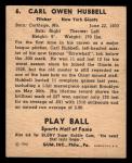 1941 Play Ball Baseball Card #6 Carl Hubbell